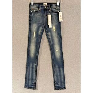 NEW! Hudson Blue Jeans Girls 12 Skinny Stretch Low British Logo Button Pockets